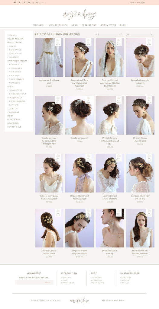 Twigs & Honey - Collection Page Design