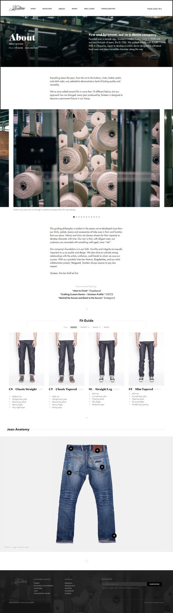 3sixteen - About Page Design