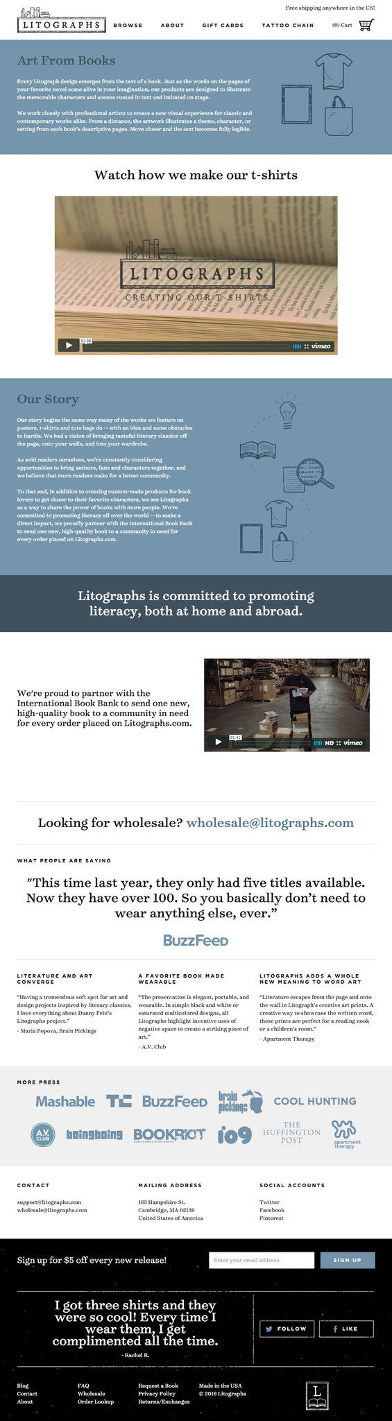 Litographs - About Page Design