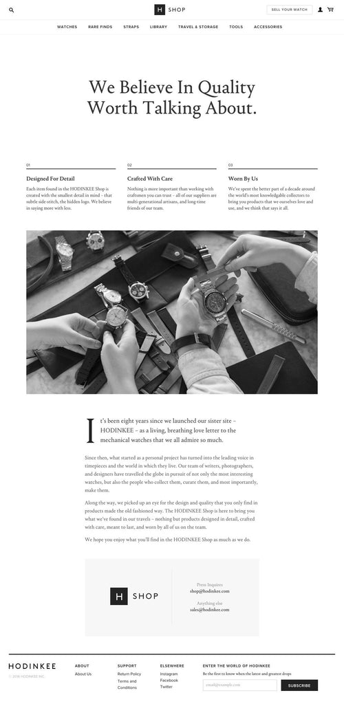Hodinkee - About Page Design