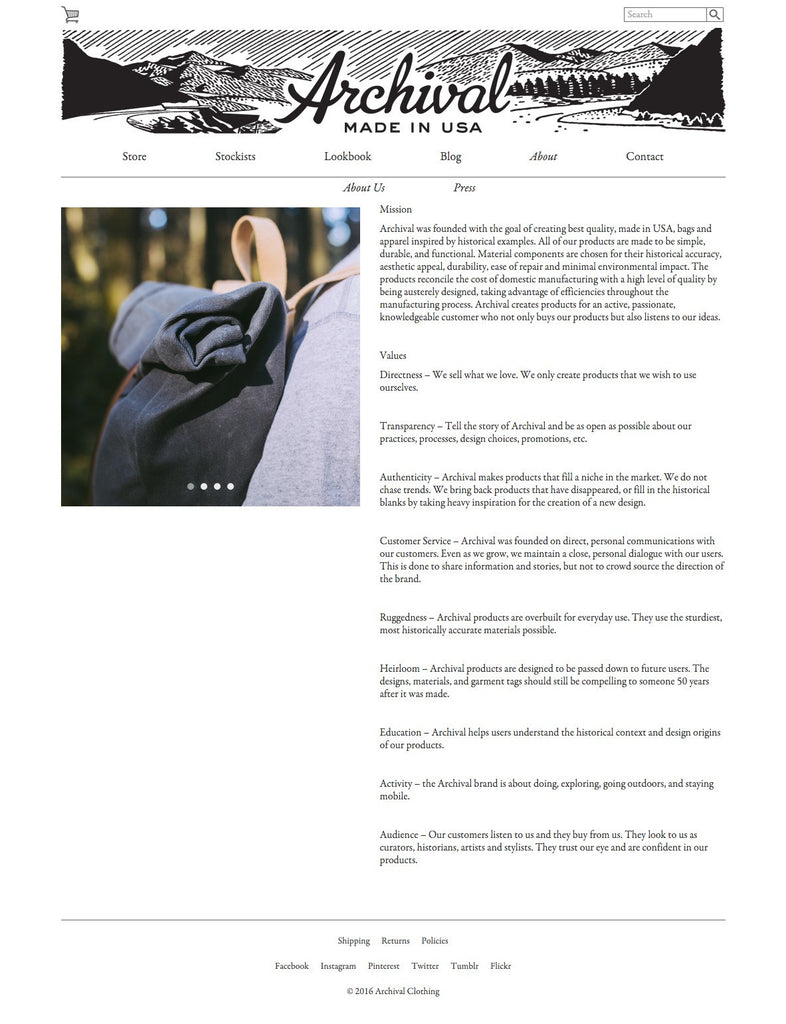 Archival - About Page Design