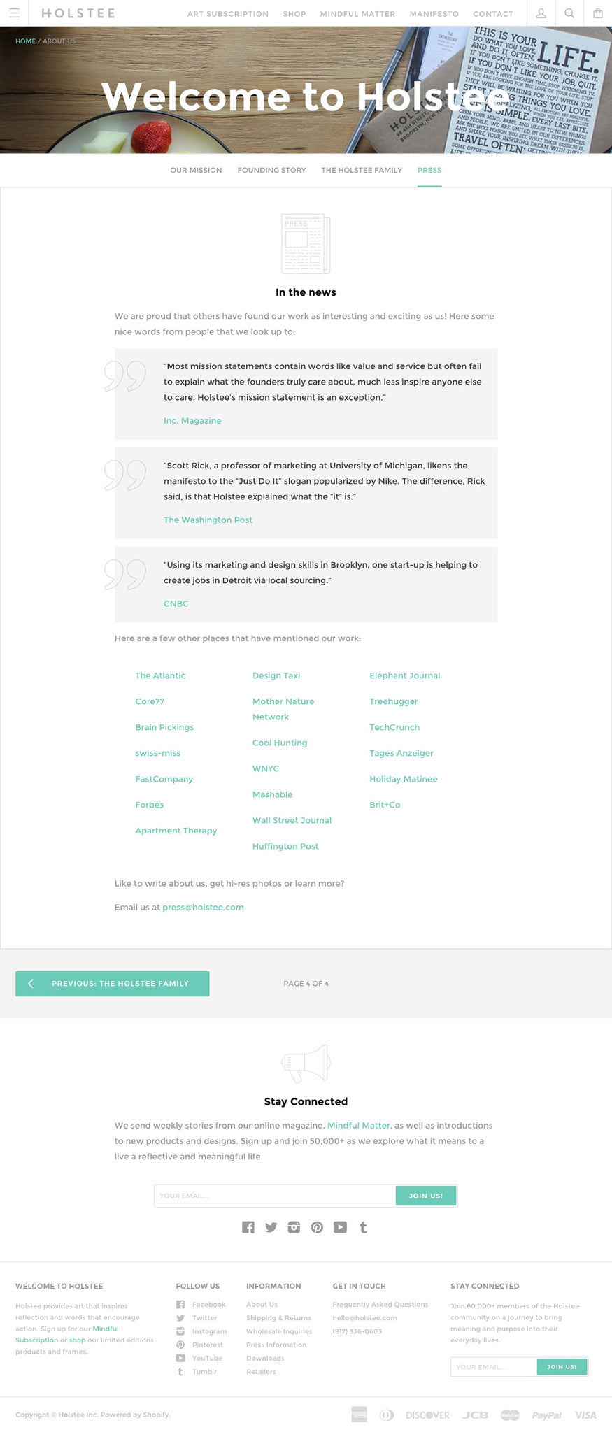 Holstee - About Page Design