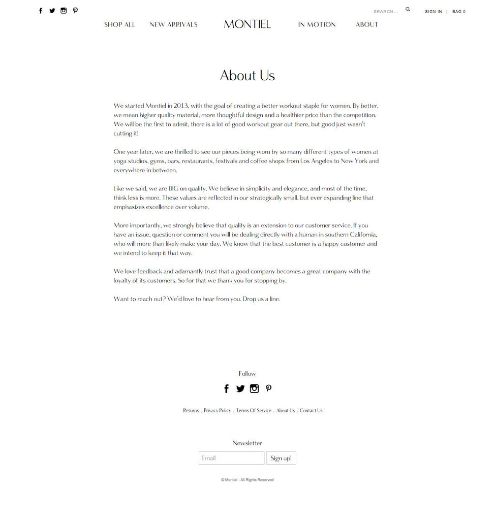 Montiel - About Page Design