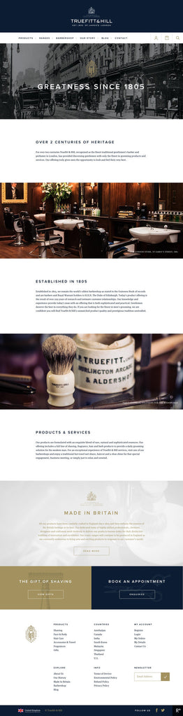 Truefitt & Hill - About Page Design