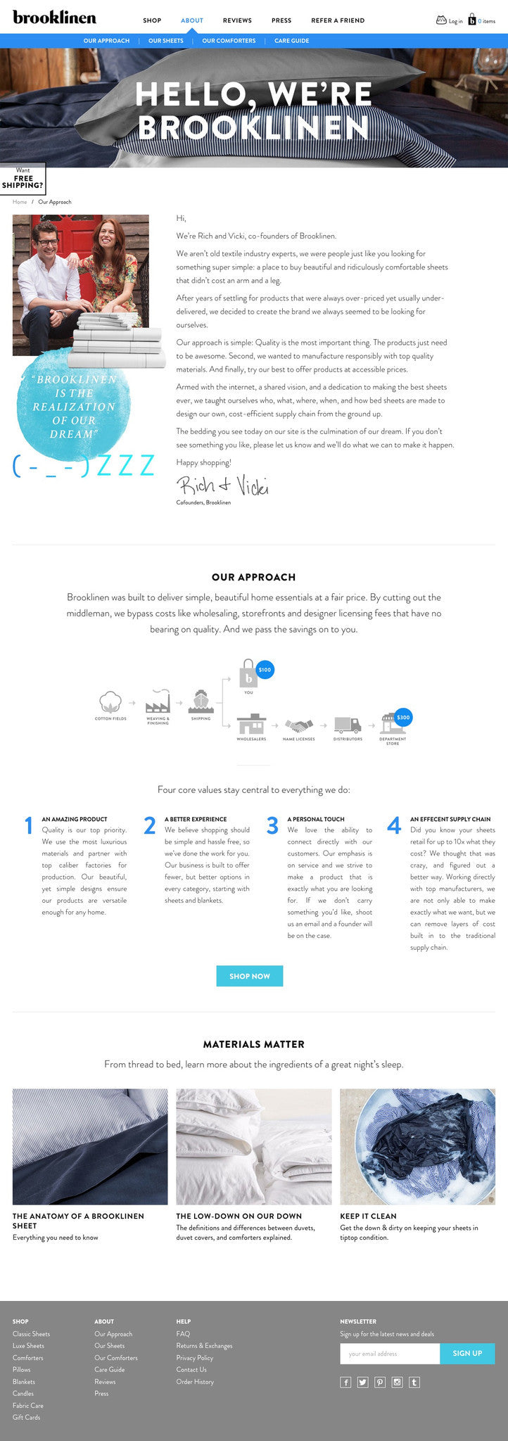 Brooklinen - About Page Design