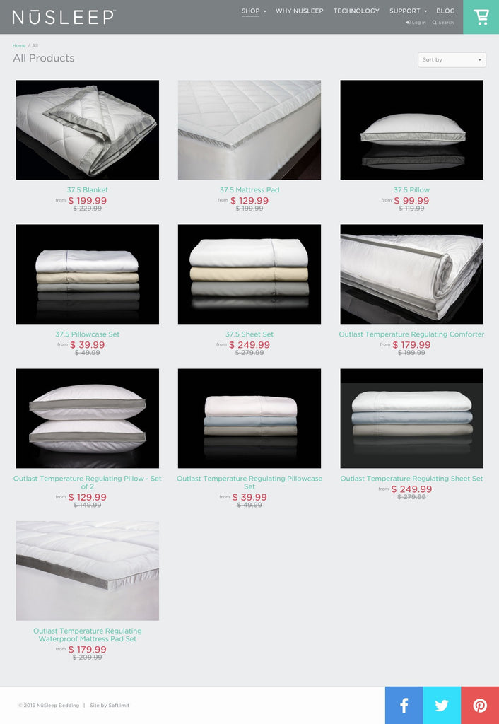 NuSleep - Collection Page Design