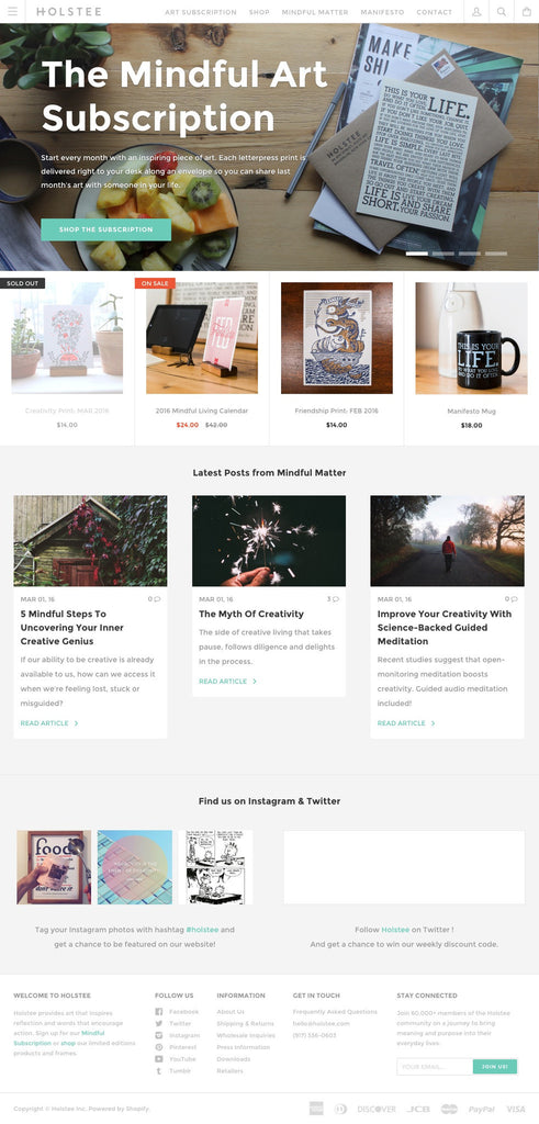 Holstee - Home Page Design