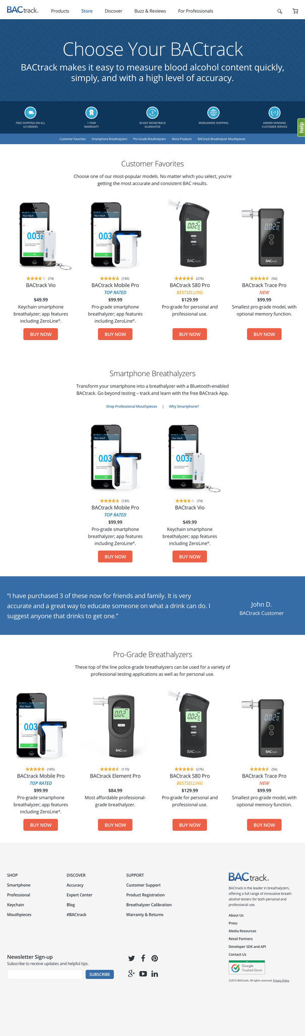BACtrack - Collection Page Design