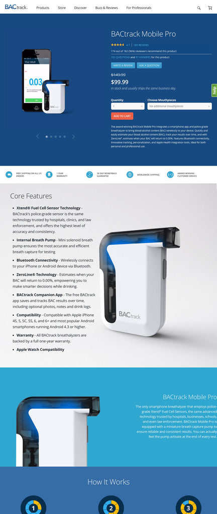BACtrack - Product Page Design
