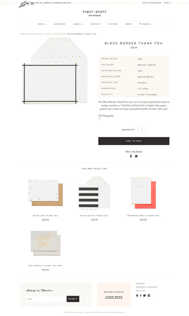 Sugar Paper - Product Page Design