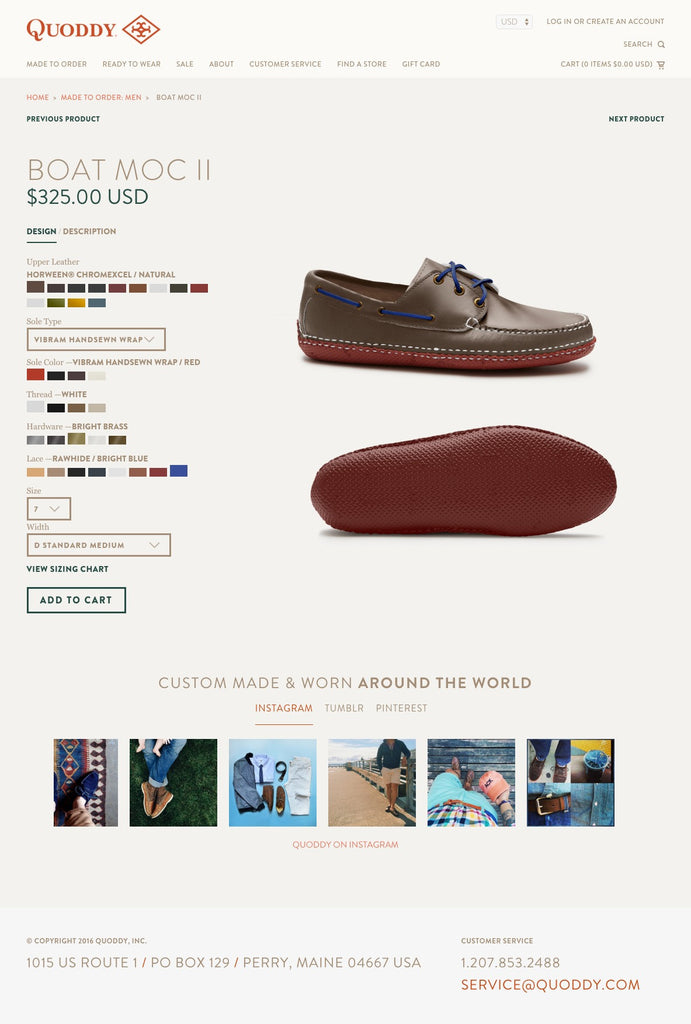 Quoddy - Product Page Design