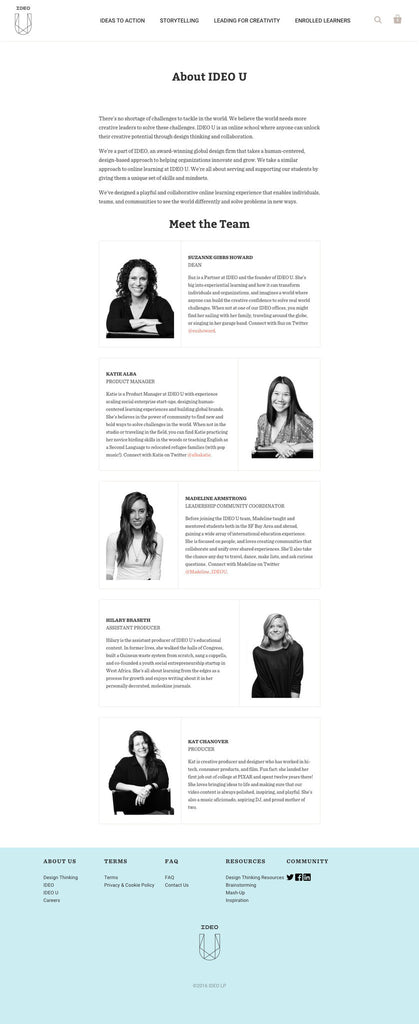 Ideo U - About Page Design