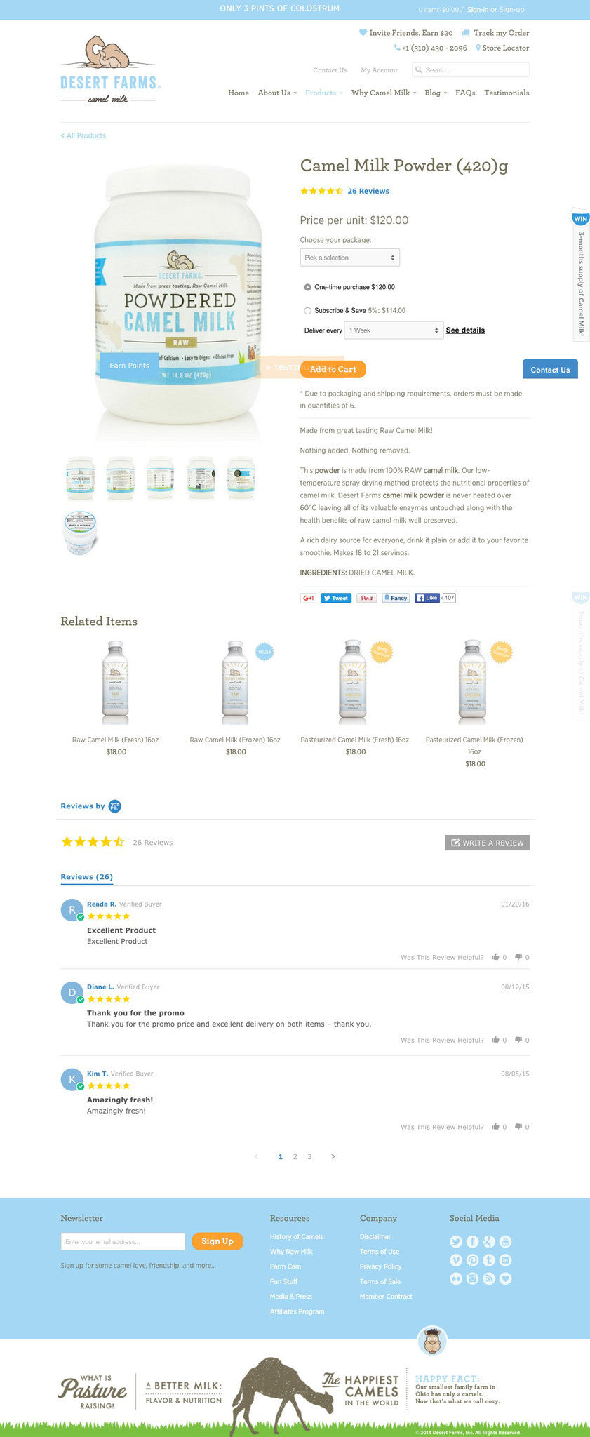 Desert Farms - Product Page Design
