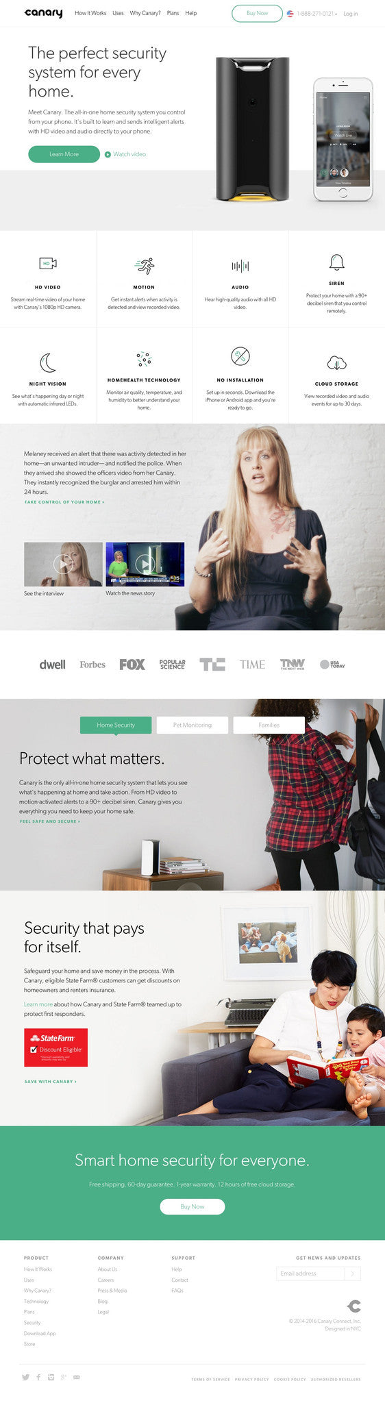 Canary - Home Page Design