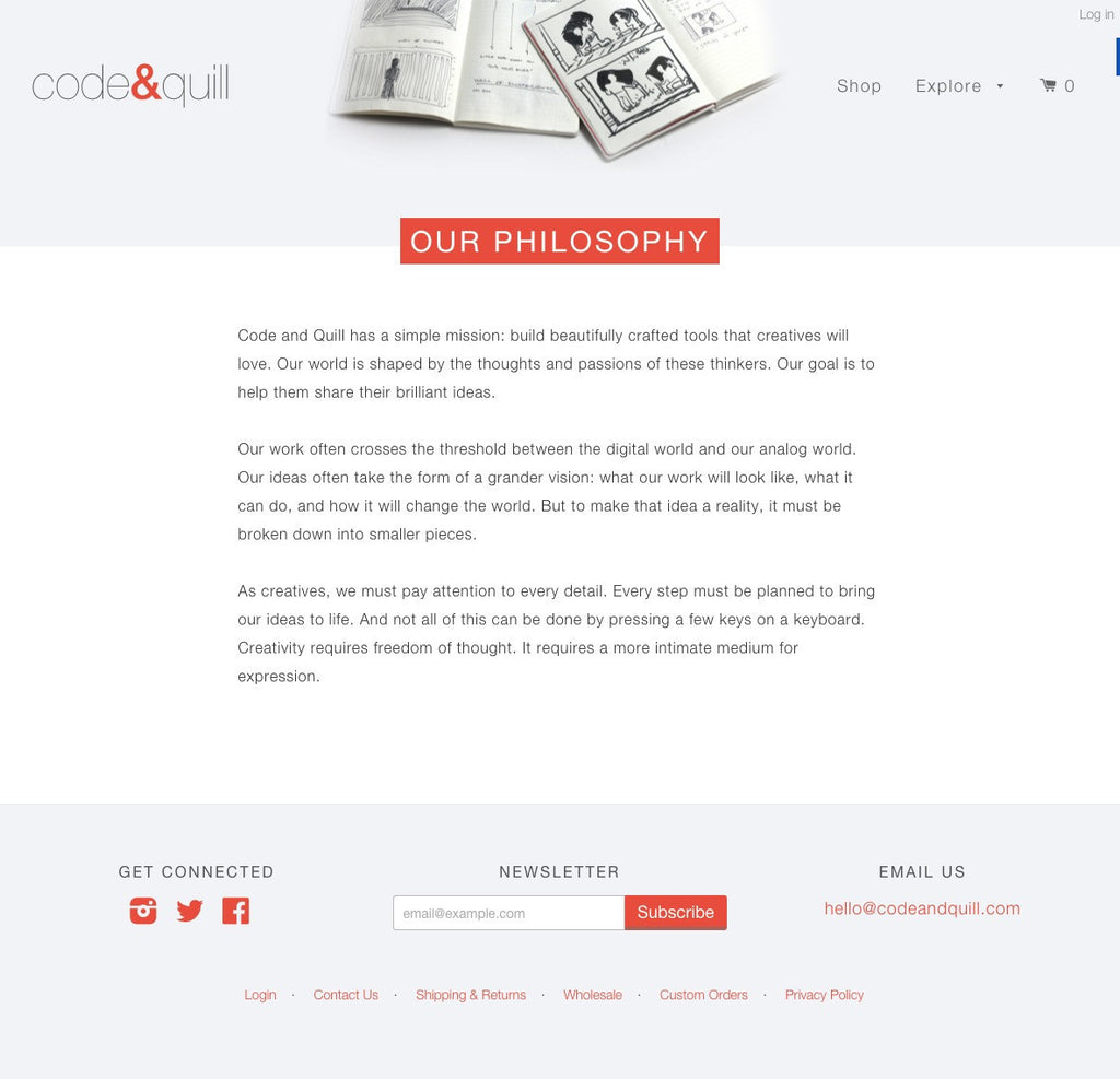 Code&Quill - About Page Design