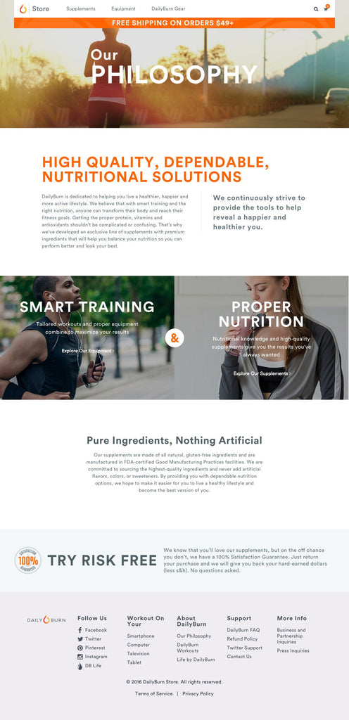 Daily Burn Store - About Page Design