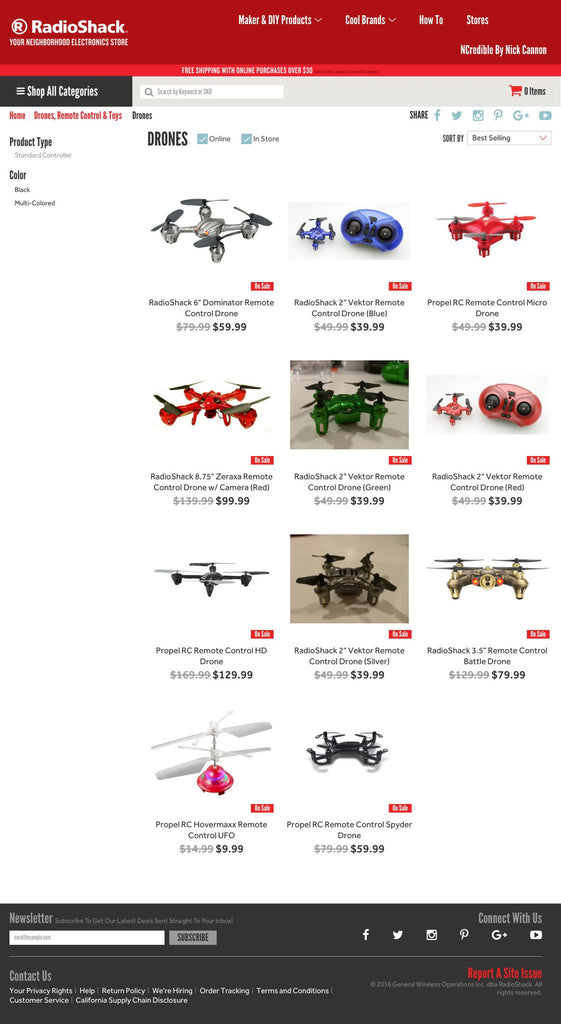 Radio Shack - Collection Page Design