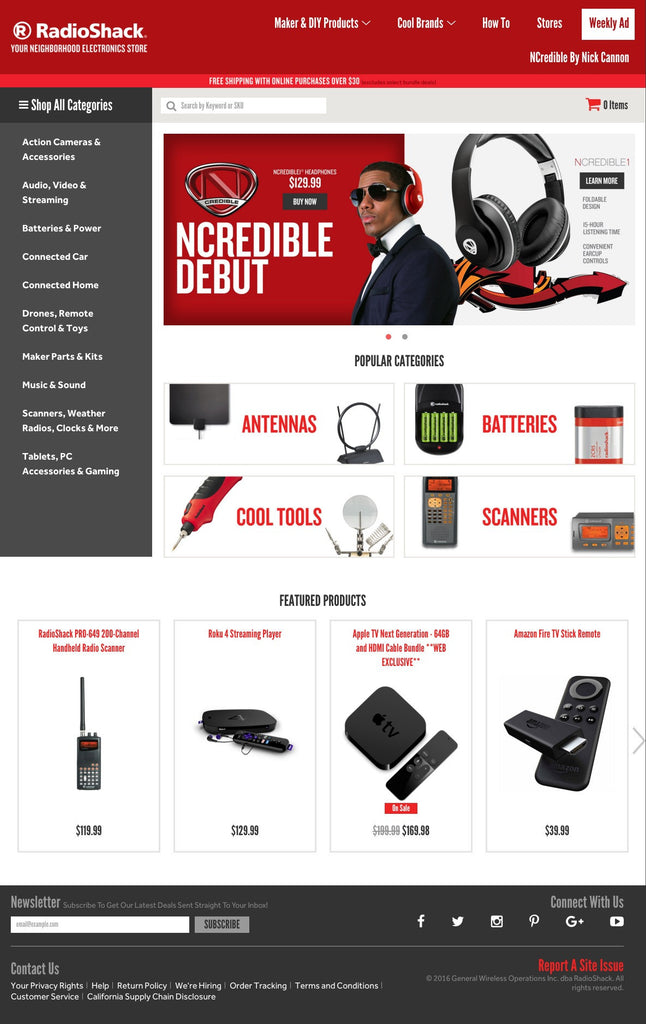 Radio Shack - Home Page Design