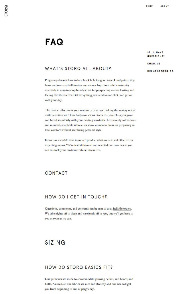 Storq - About Page Design