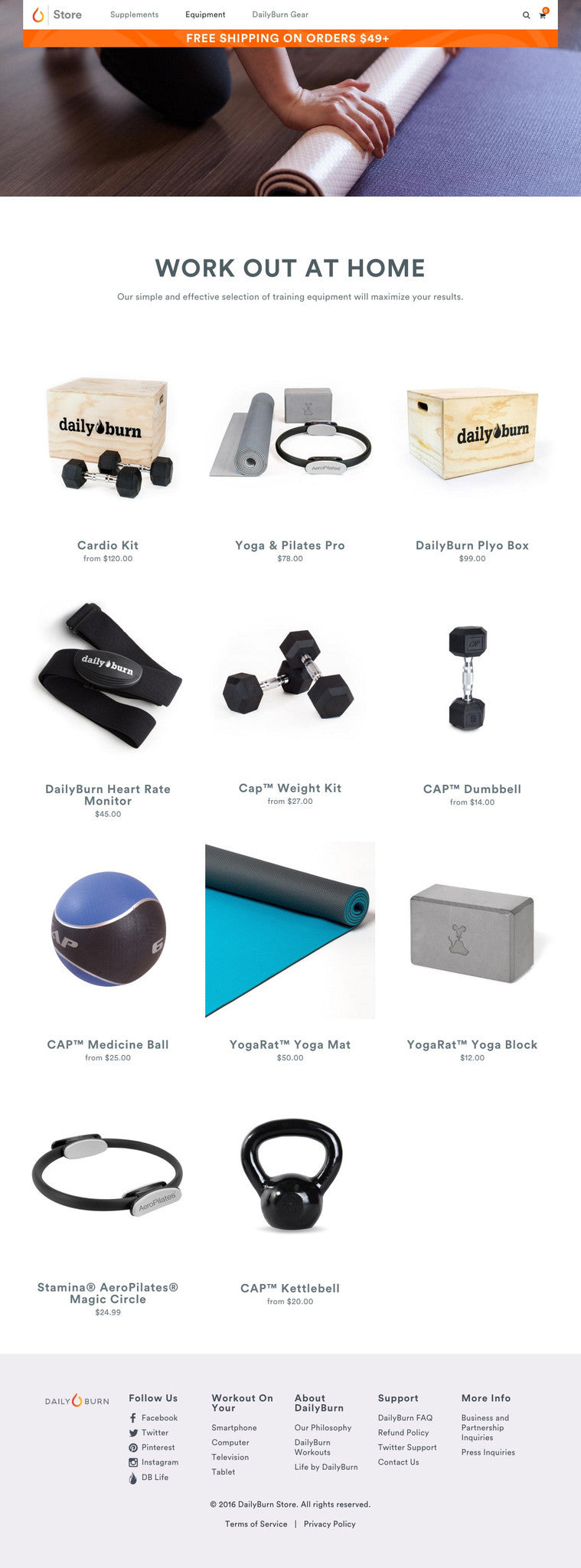 Daily Burn Store - Collection Page Design