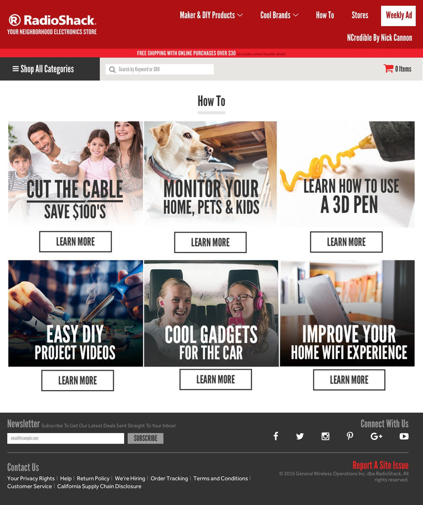 Radio Shack - About Page Design