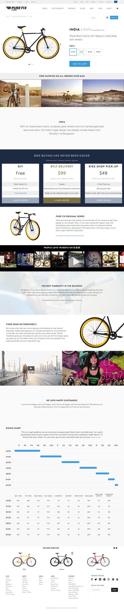 Pure Fix Cycles - Product Page Design