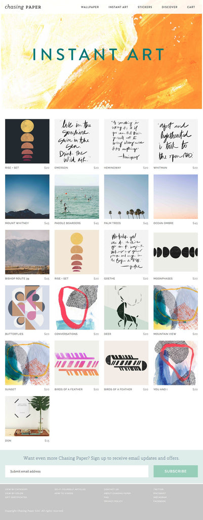 Chasing Paper - Collection Page Design