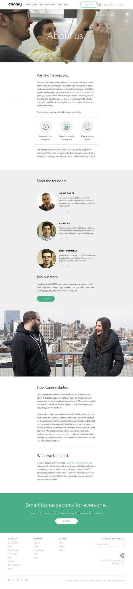 Canary - About Page Design