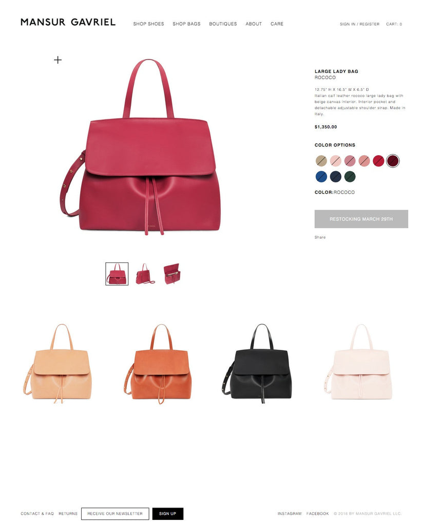 Mansur Gavriel - Product Page Design
