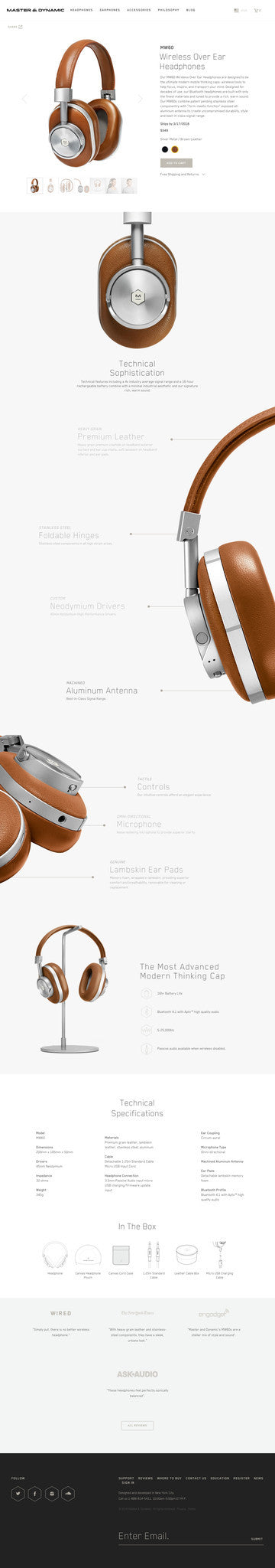 Master & Dynamic - Product Page Design