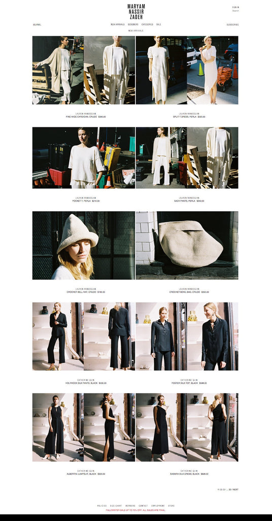 Maryam Nassir Zadeh - Collection Page Design