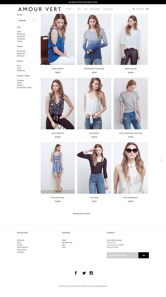 Amour Vert - Collection Page Design