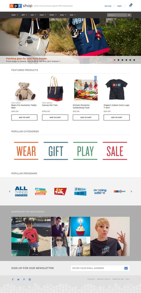 NPR Shop - Home Page Design