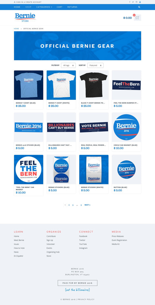Bernie Sanders Store - Collection Page Design