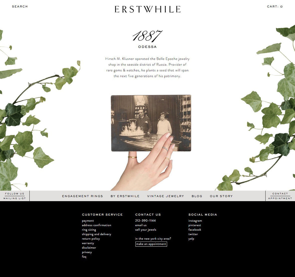 Erstwhile - About Page Design