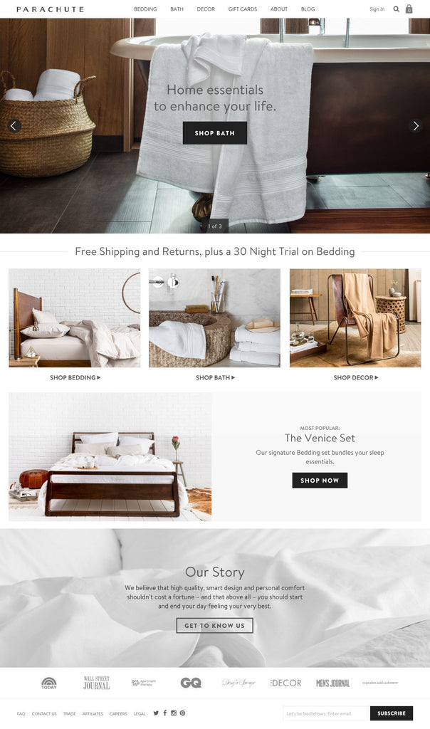 Parachute - Home Page Design