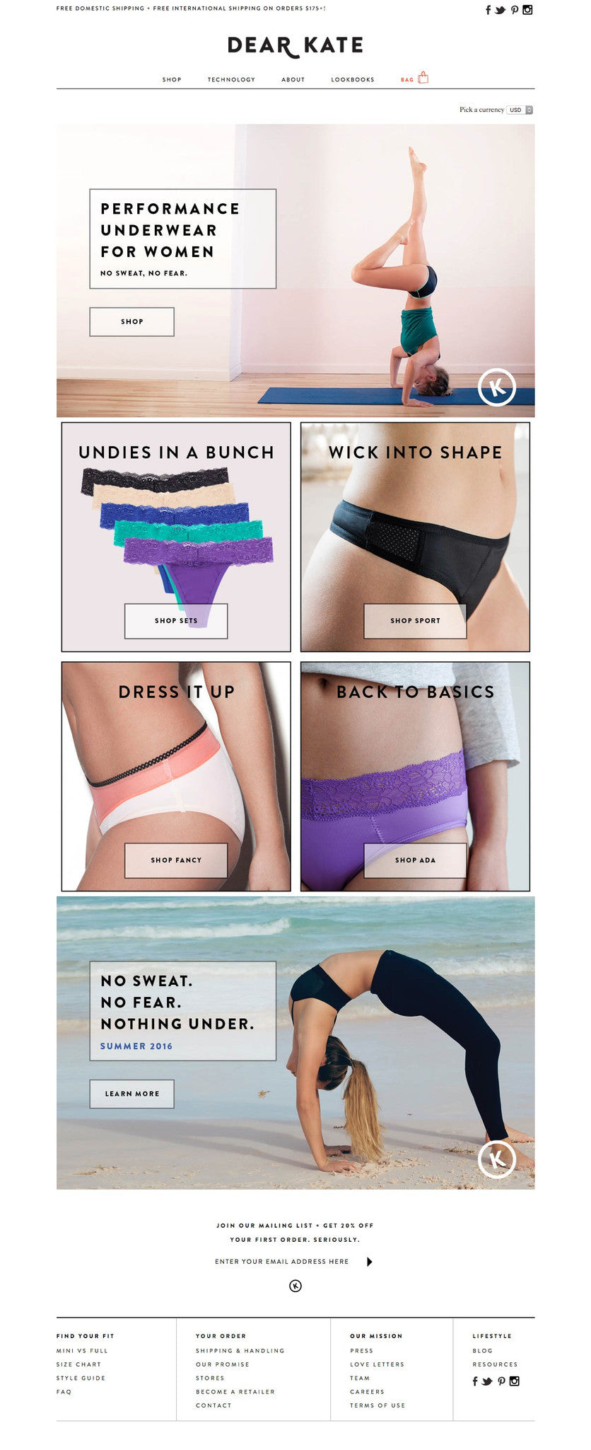 Dear Kate - Home Page Design