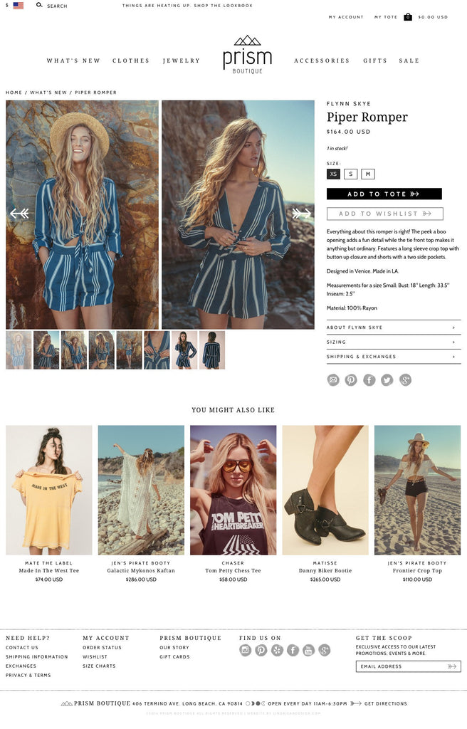 Prism Boutique - Product Page Design