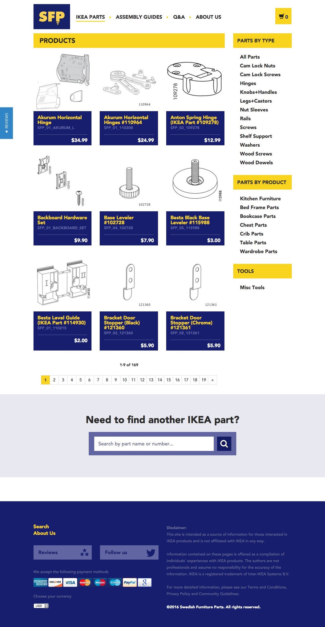 Swedish Furniture Parts - Collection Page Design