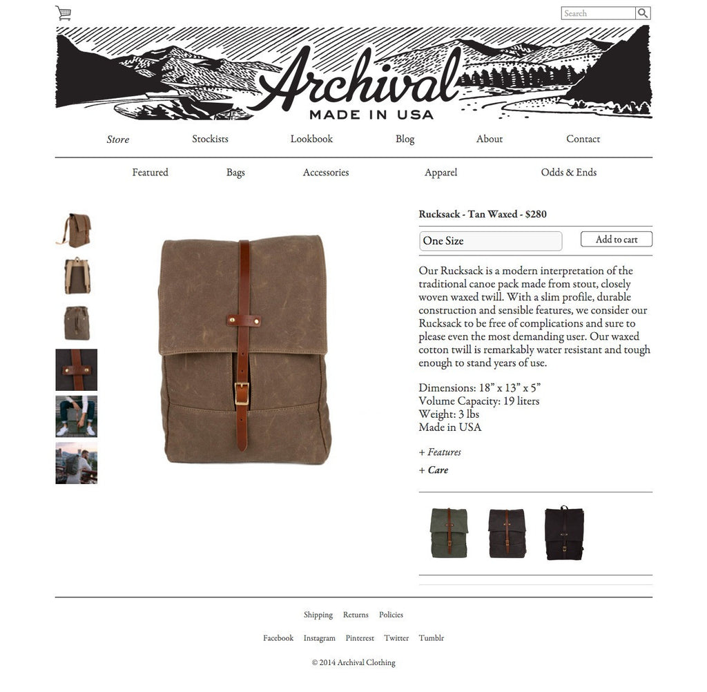 Archival - Product Page Design