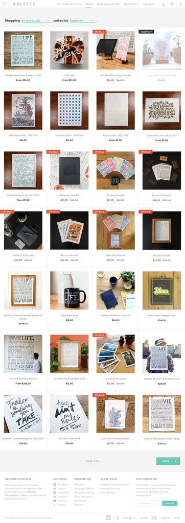 Holstee - Collection Page Design