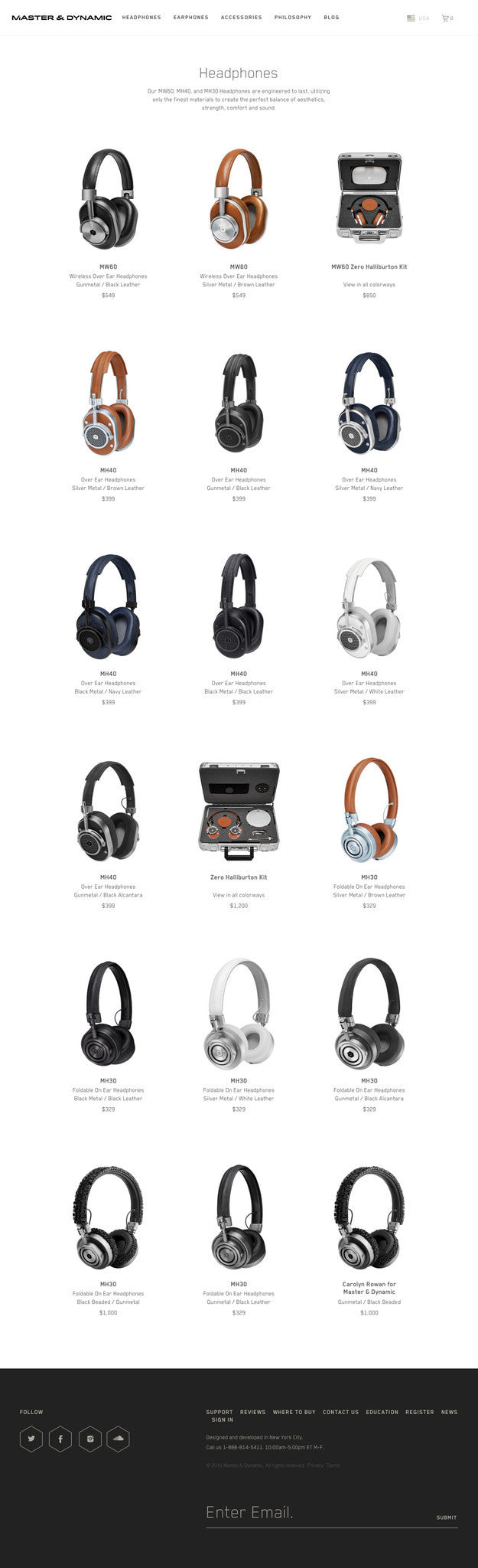 Master & Dynamic - Collection Page Design