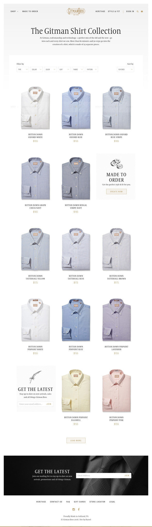 Gitman - Collection Page Design