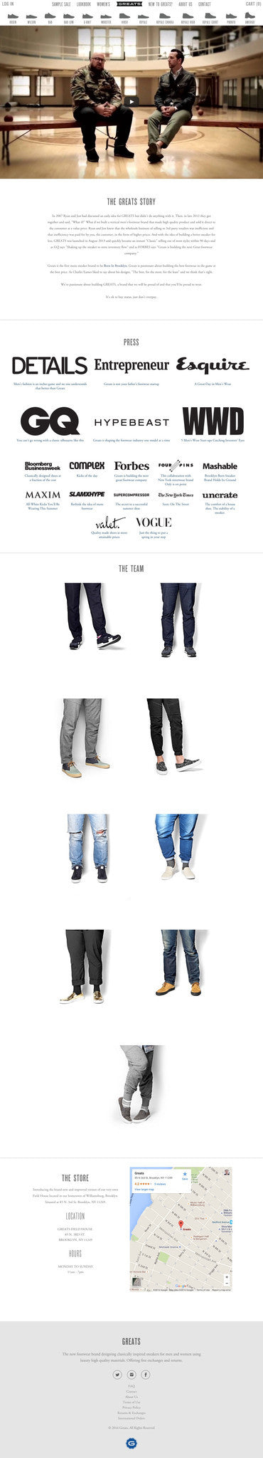 Greats - About Page Design