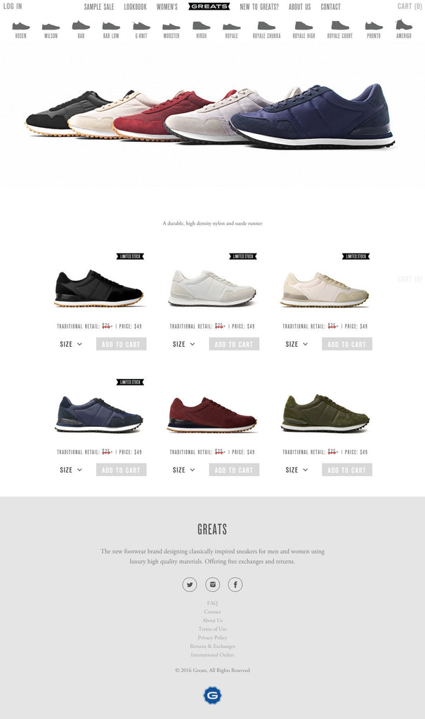 Greats - Collection Page Design