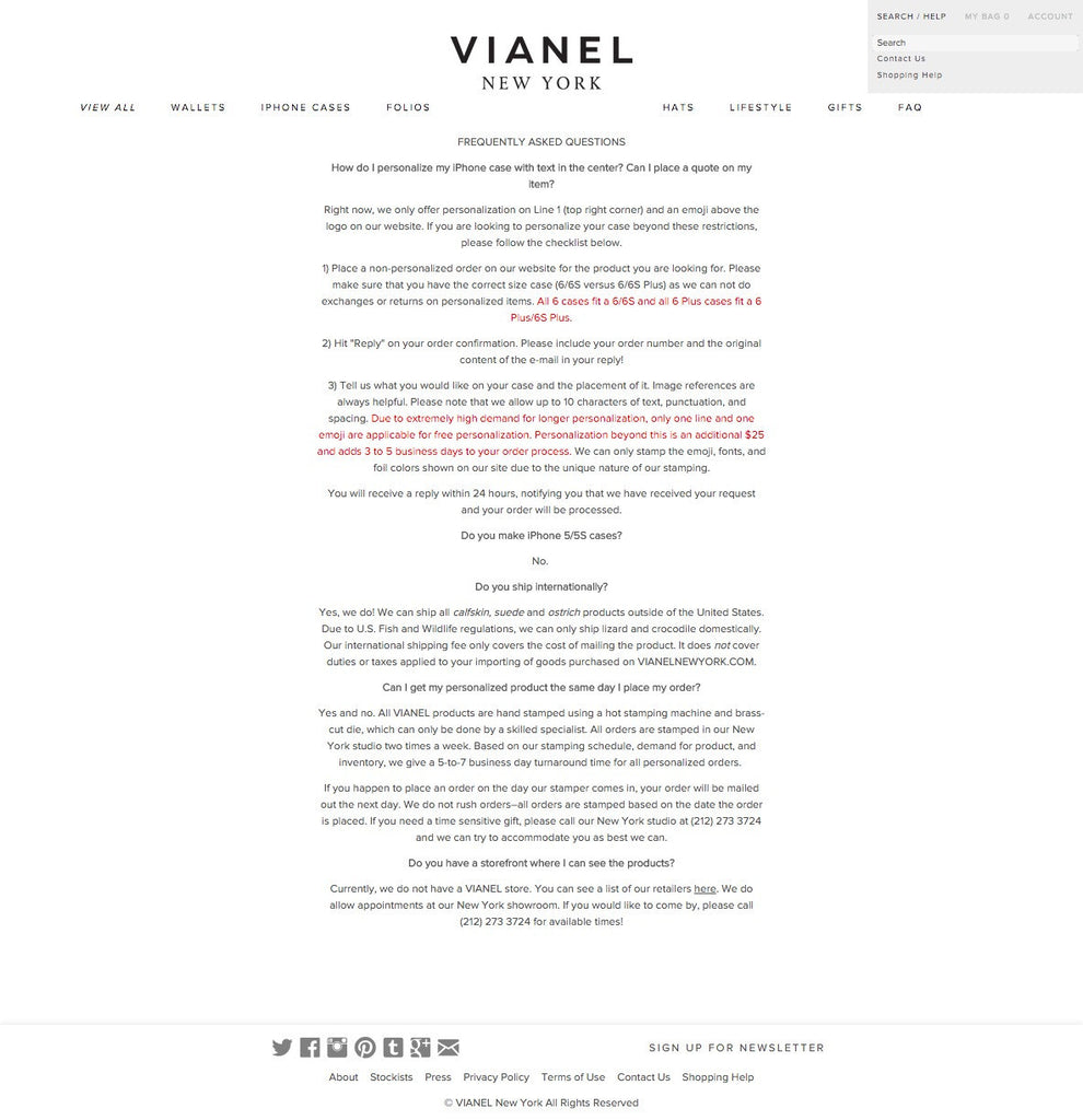 Vianel New York - About Page Design