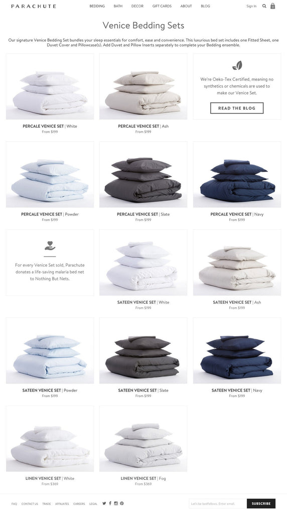 Parachute - Collection Page Design