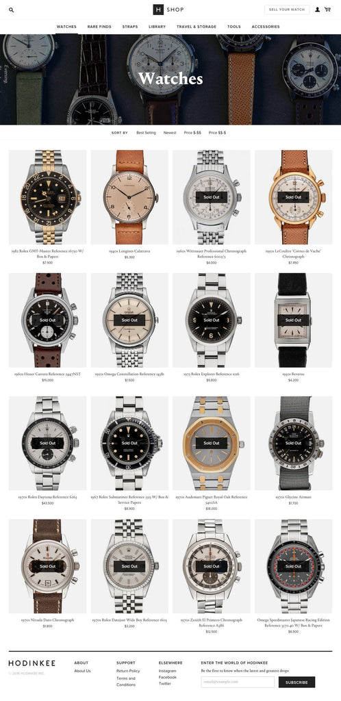 Hodinkee - Collection Page Design
