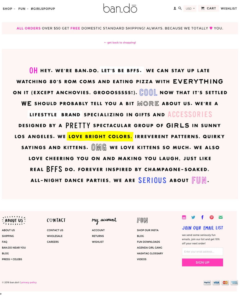 ban.do - About Page Design