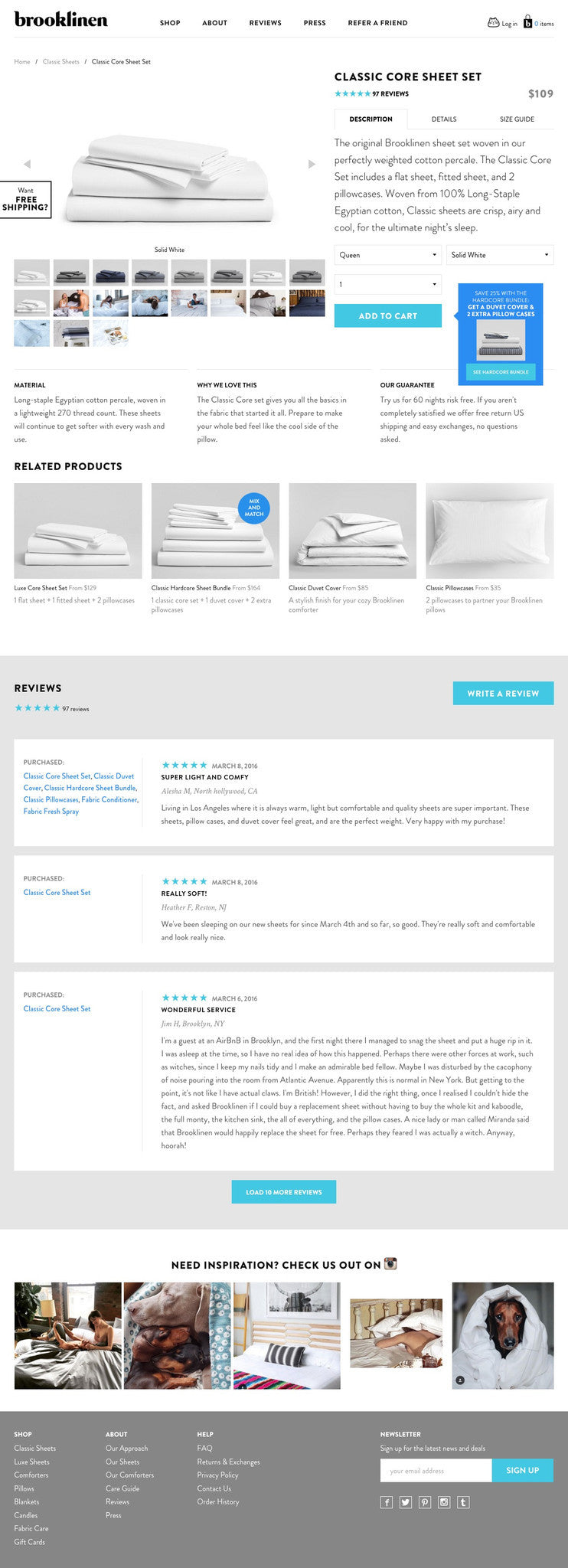 Brooklinen - Product Page Design